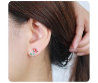 Red Hibiscus Silver Ear Stud STS-3466 (CO5+CO15)